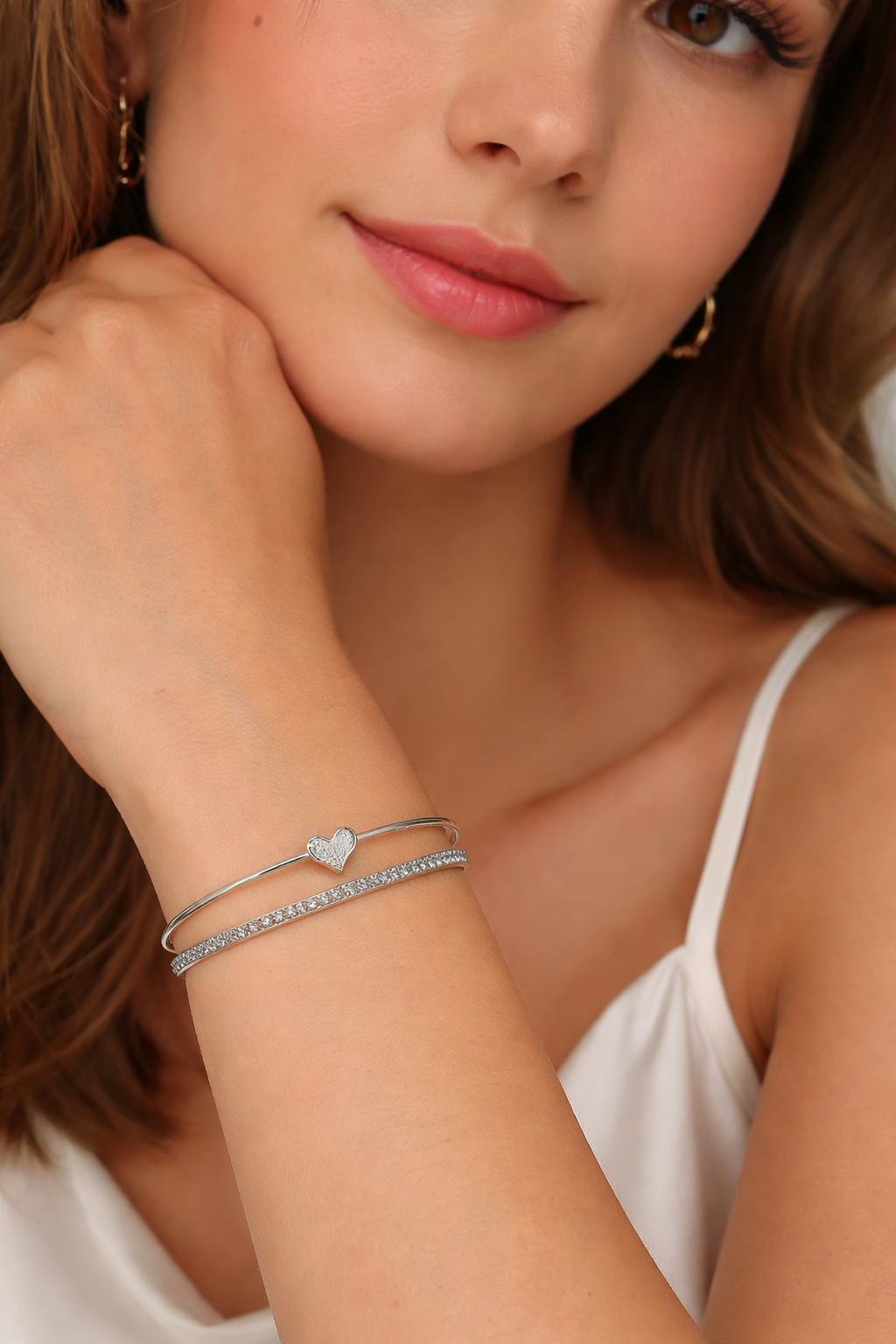 Heart tennis adjustable bracelet