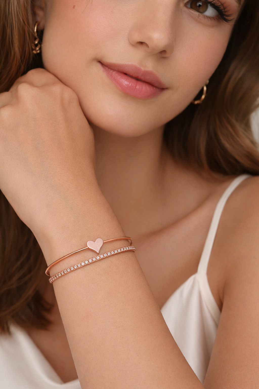 Heart tennis adjustable bracelet