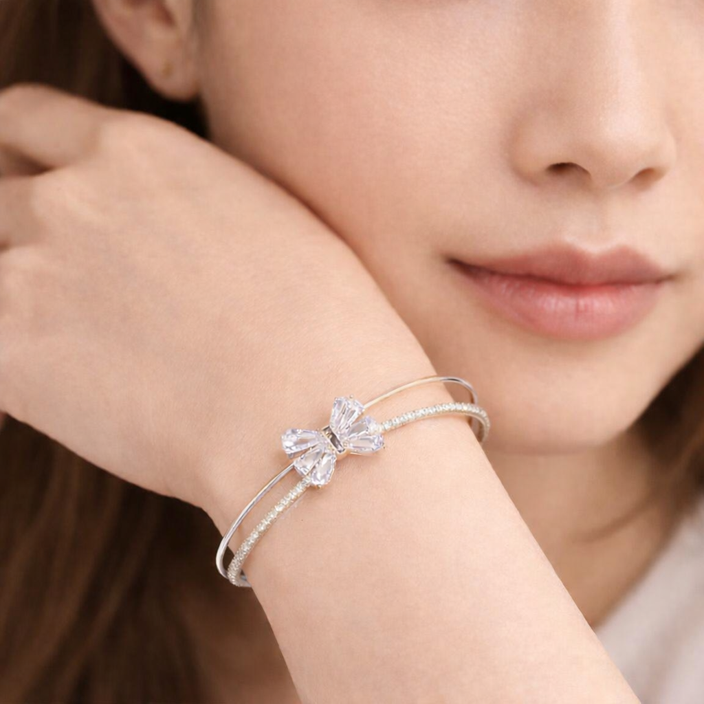 Sparkistry bow crystal tennis adjustable bracelet