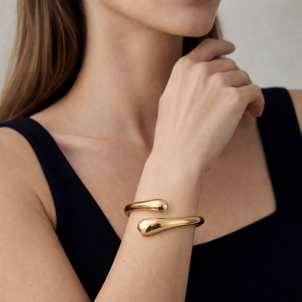 Raindrop Gold Statement Bracelet