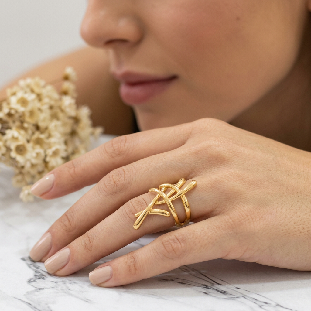 Sculptural cross ring