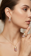 Pearl Petal Crystal Ring, Earrings & Pendant Set