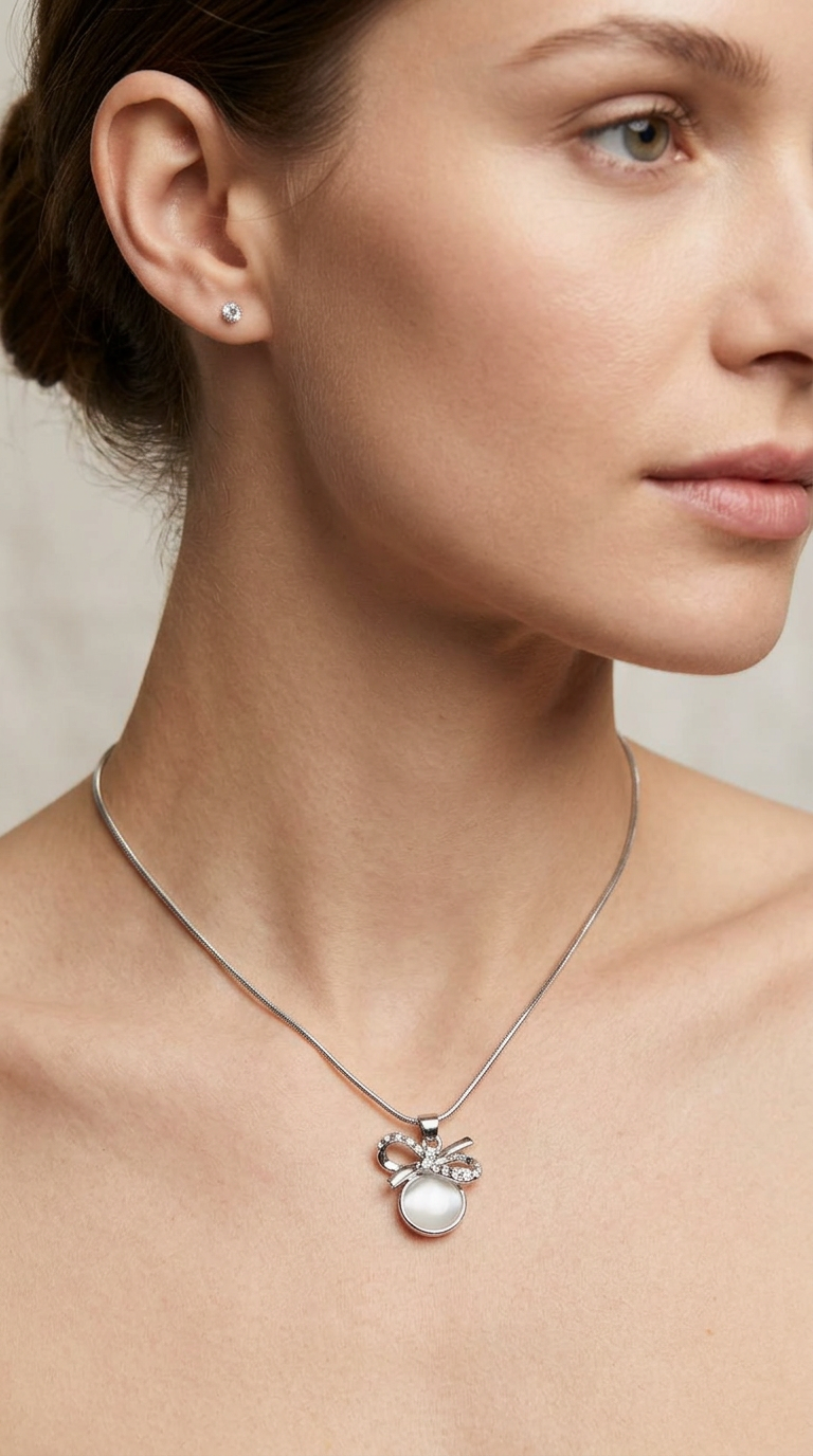Sparkistry korean bow silver pendant