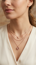 3 chain heart crystal stack necklace