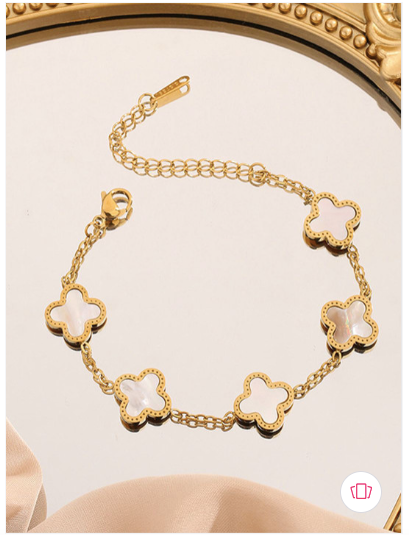 Sparkistry clover Anti tarnish white gold bracelet