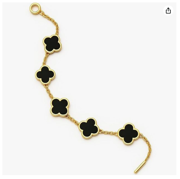 Sparkistry Clover Anti tarnish black gold bracelet