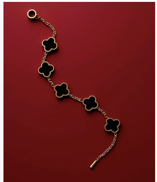 Sparkistry Clover Anti tarnish black gold bracelet