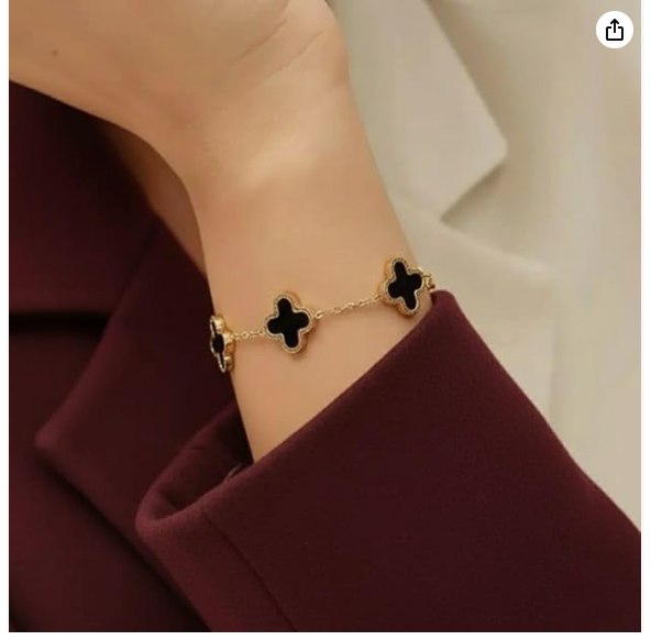 Sparkistry Clover Anti tarnish black gold bracelet