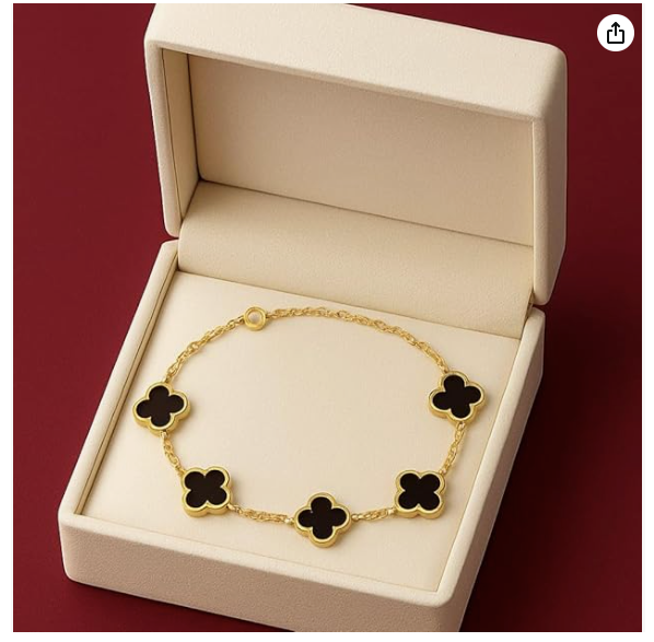 Sparkistry Clover Anti tarnish black gold bracelet
