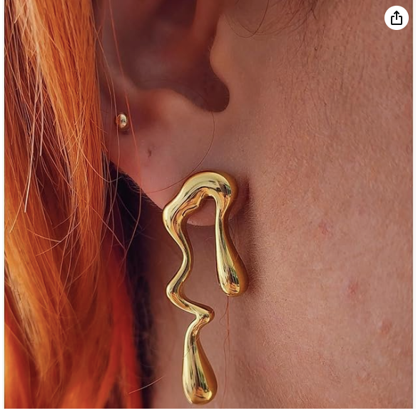 Sparkistry assymetric drop gold anti tarnish earrings