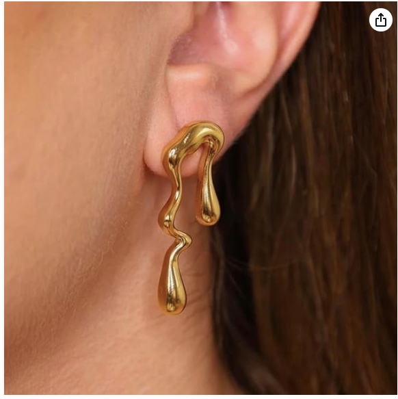 Sparkistry assymetric drop gold anti tarnish earrings