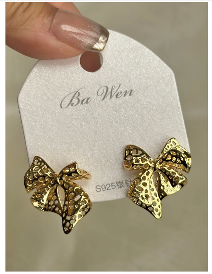 Mesh Bow Stud Earrings