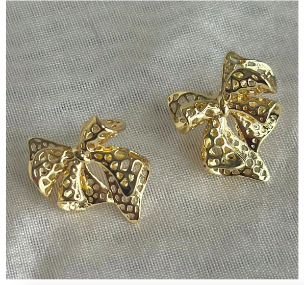 Mesh Bow Stud Earrings