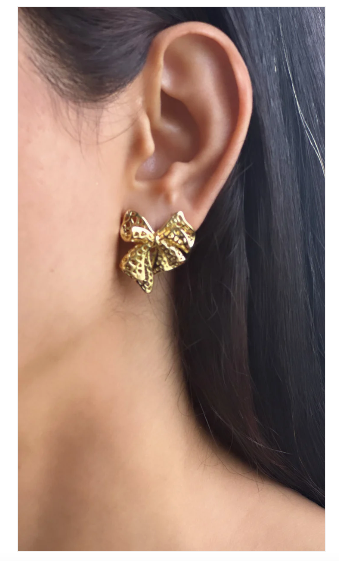 Mesh Bow Stud Earrings