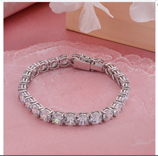 Silver tennis bracelet (Kada style)