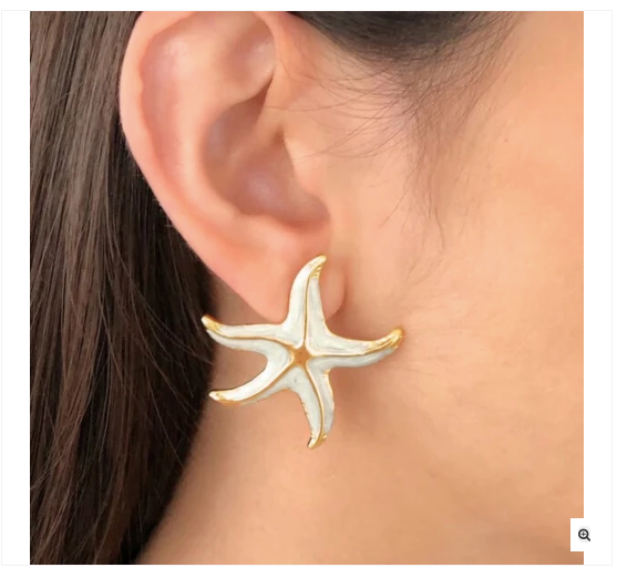 Carribean white starfish earrings