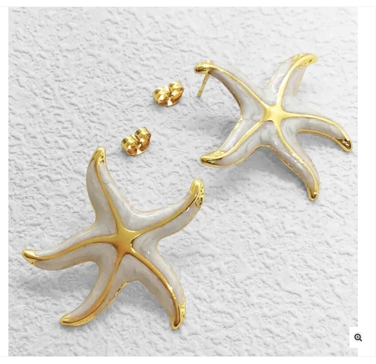 Carribean white starfish earrings