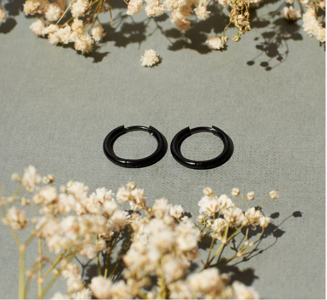 Black hoop earstudds for men