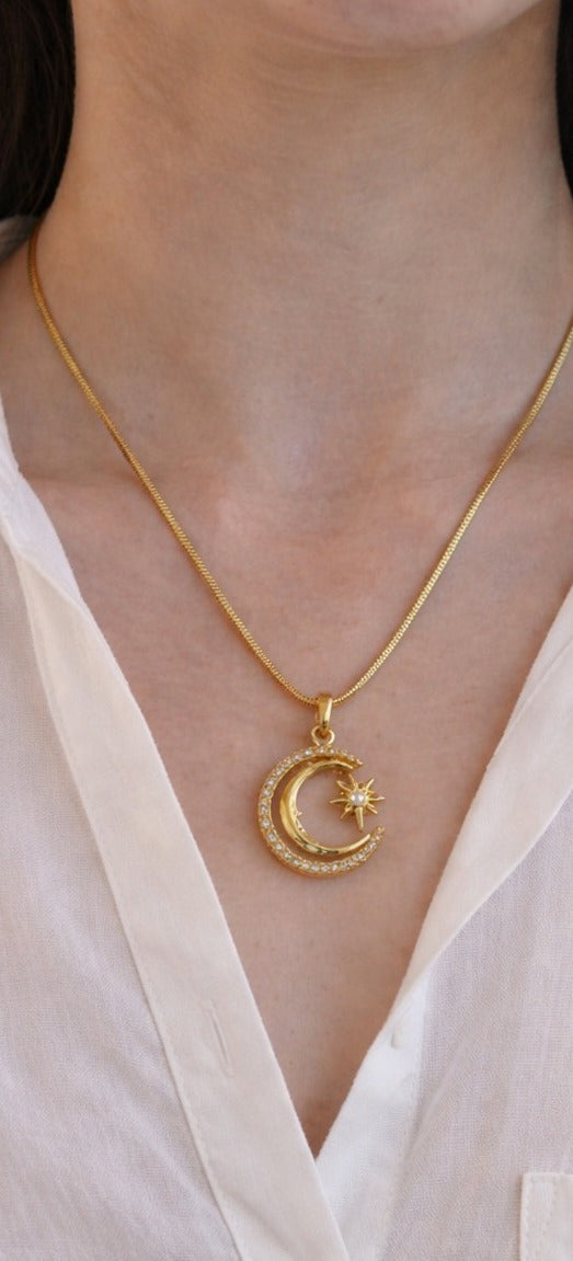 Moon-Star Anti-tarnish Pendant