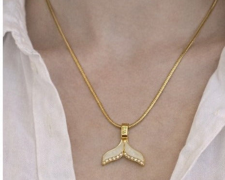 White Crystal Fishtail Pendant