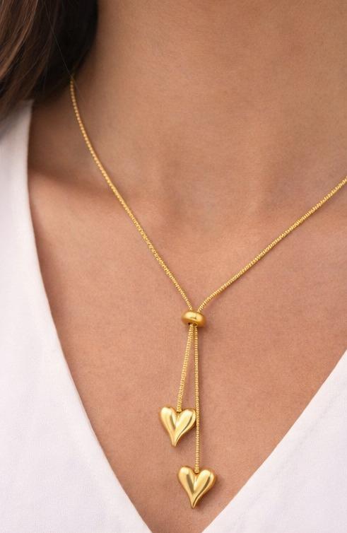 Twin heart drop pendant